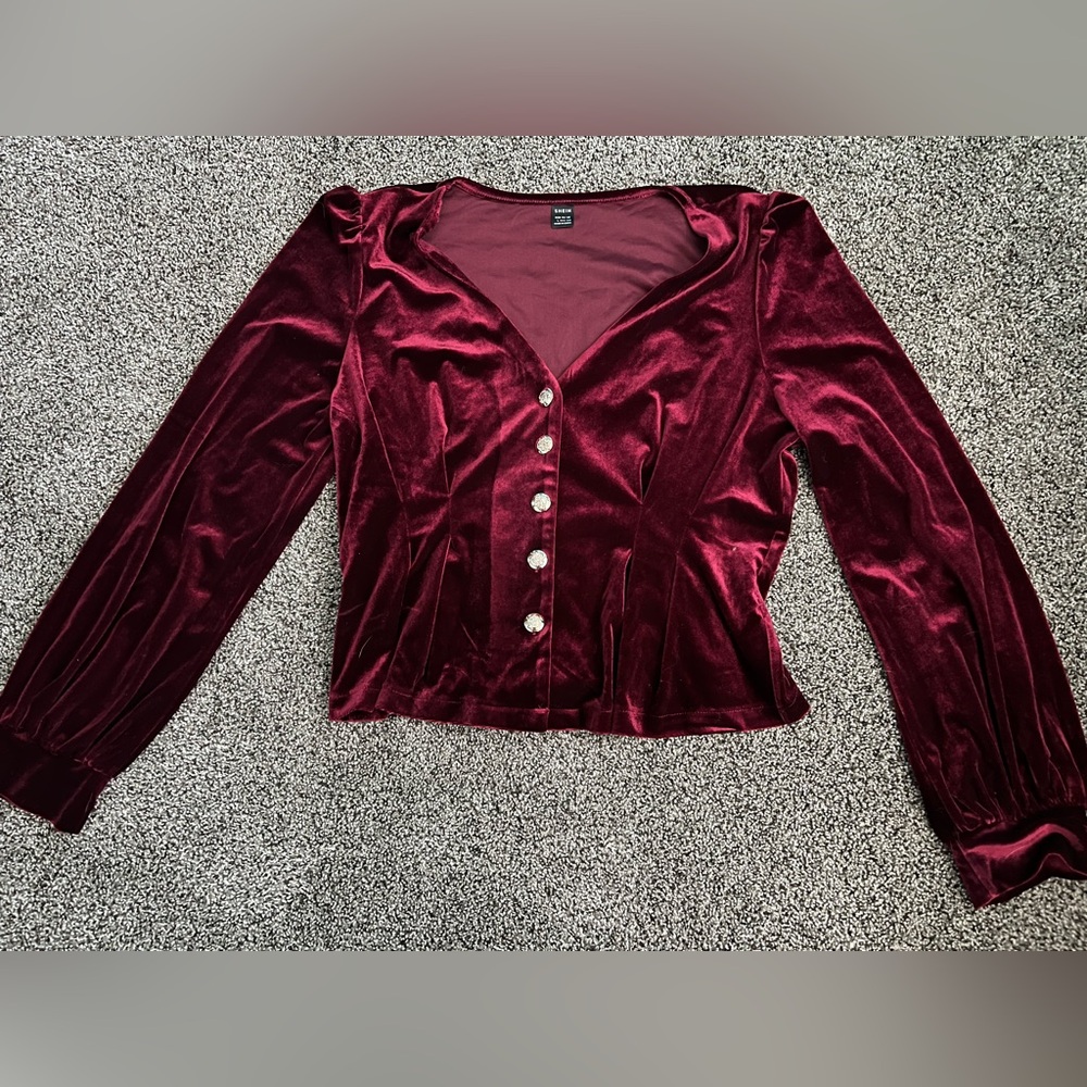 Red velvet long sleeve top